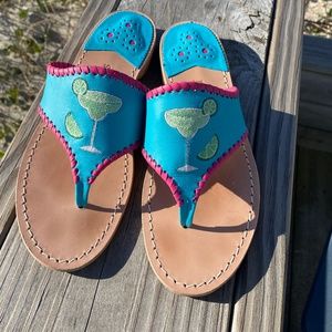 Jack Rogers Sandals Teal Embroidered Margarita - Excellent Condition! 8.5